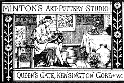 Mintons's Art Pottery Studio Queens's Gate Kensington Gore - artist potter at work in the studio - promotional card