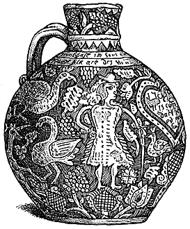 English antique pottery Sgraffito earthenware harvest jug